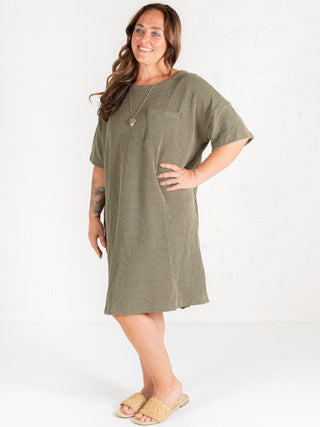 Ribbed Tee Dress Olive
