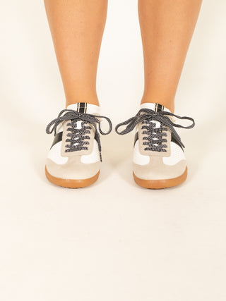 Suede and Leather Sneakers with Black Stripe