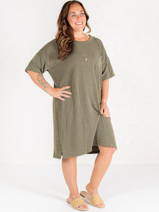 Ribbed Tee Dress Olive