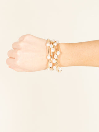 3 Row Pearl Station Bracelet