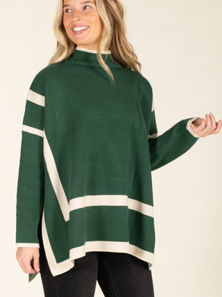 Two Tone Mock Neck Top