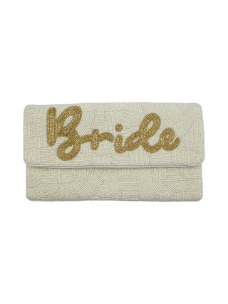 Cream Bride Beaded Clutch