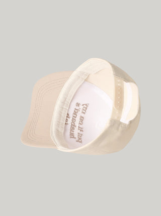 "Put It On My Husband's Tab" Embroidered Canvas Hat Beige