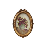 Pewter Framed Art Print Oval Flowers