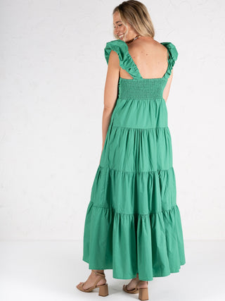 V-Neck Poplin Maxi Dress