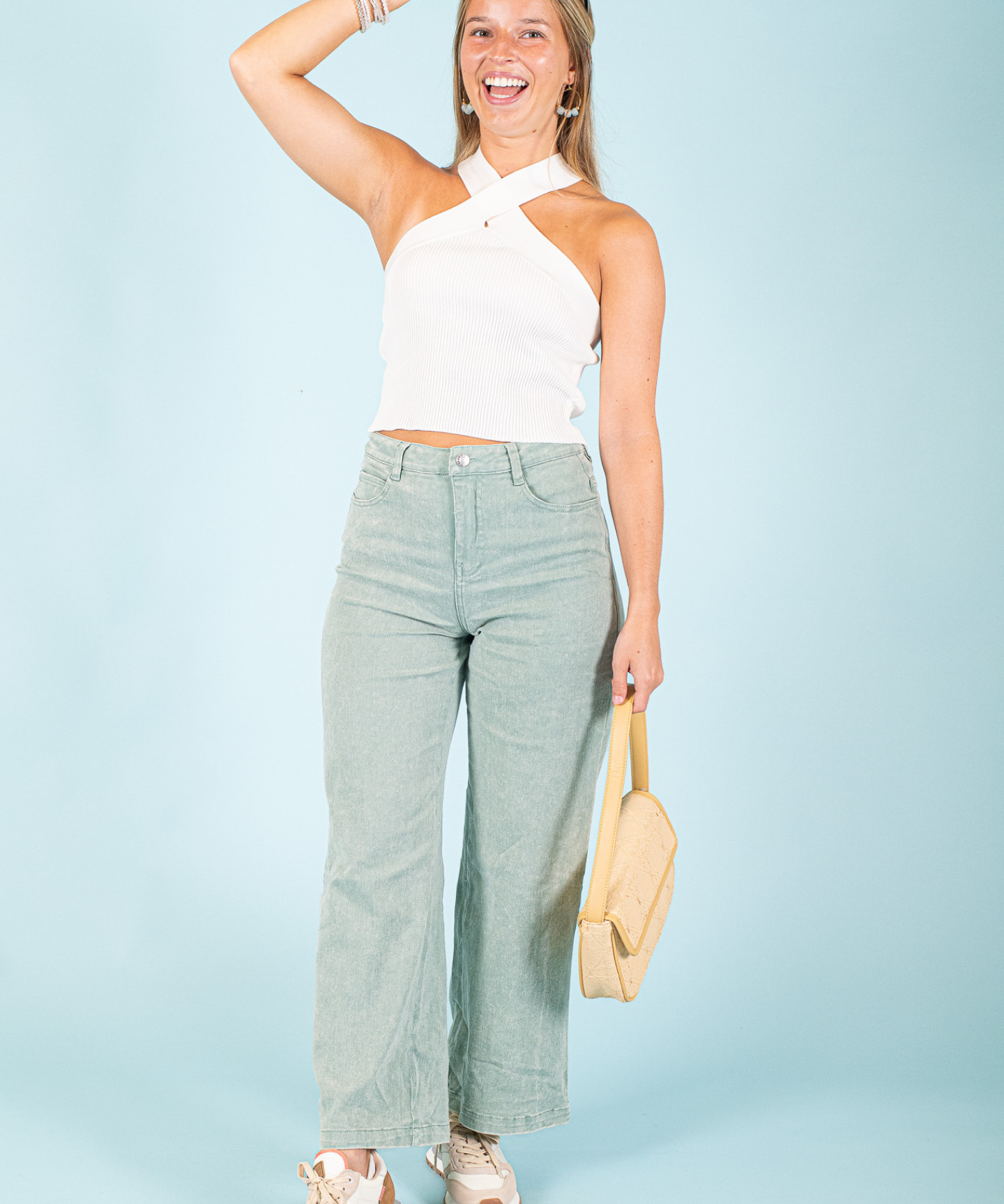 White Cross Halter Neck Top