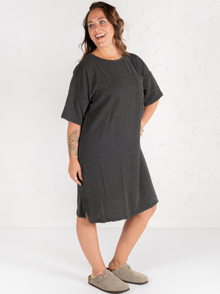 Ribbed Tee Dress Charcoal