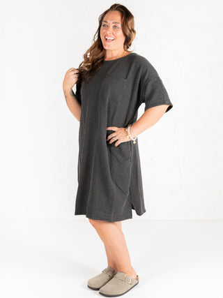 Ribbed Tee Dress Charcoal