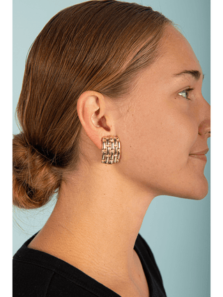 Brick Pattern Clip-On Earrings