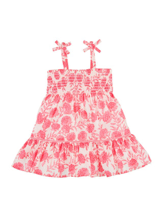 Pink Block Print Floral Dress