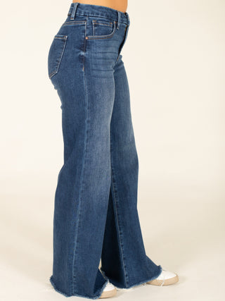 High Rise Blue Wide Jeans-Dark