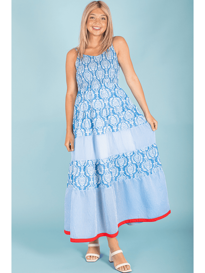 Paisley & Striped Print Dress
