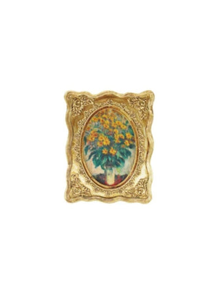 Gold Resin Mini Framed Art Magnet Rectangle Flowers