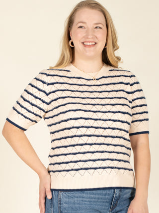 Short Sleeve Pattern Knit Top