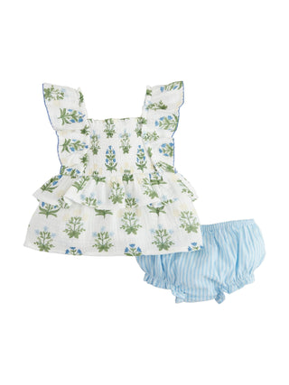 Blue Floral Baby Set