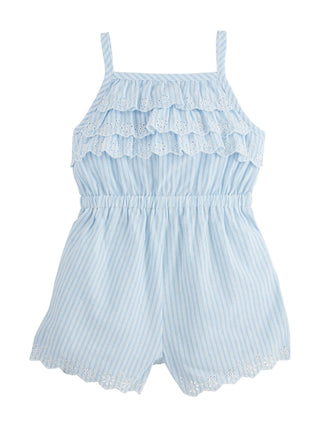 Blue Stripe Eyelet Romper