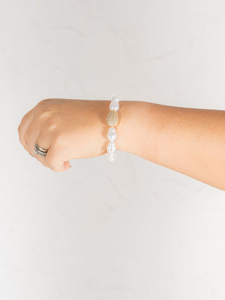 CZ Teardrop & Baroque Pearl Bracelet