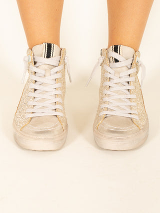 Metallic Star Glitter High-Top Sneakers