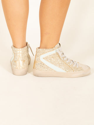 Metallic Star Glitter High-Top Sneakers