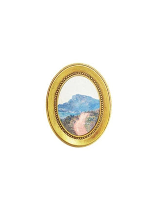 Gold Resin Mini Framed Art Magnet Oval Path