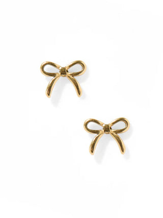 Gold Bow Flatback Stud Earrings