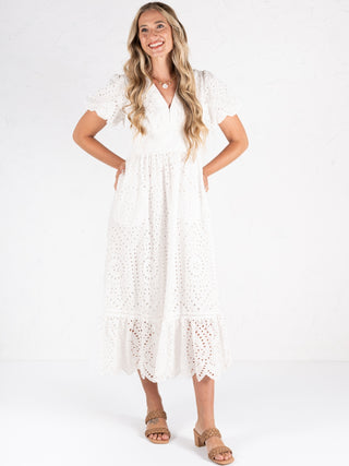 Eyelet Lace Midi Dress