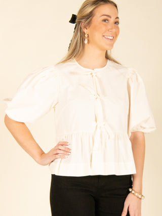 Poplin Front Tie Blouse