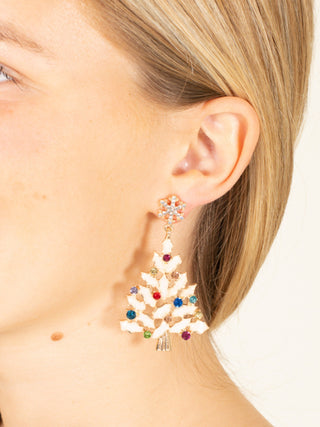 Jeweled Christmas Tree Drop Earrings