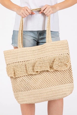 Ruffle Beach Bag Beige