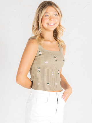 Embroidered Sweater Tank