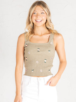 Embroidered Sweater Tank