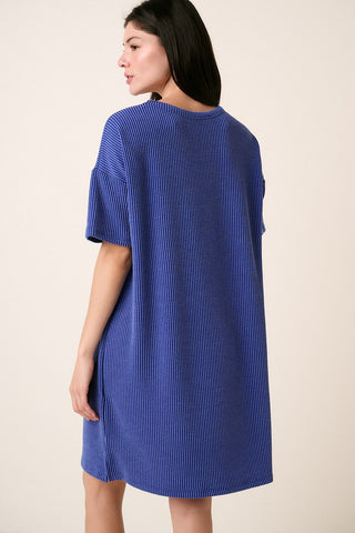 Ribbed Tee Dress Royal
