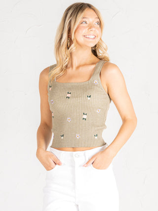 Embroidered Sweater Tank