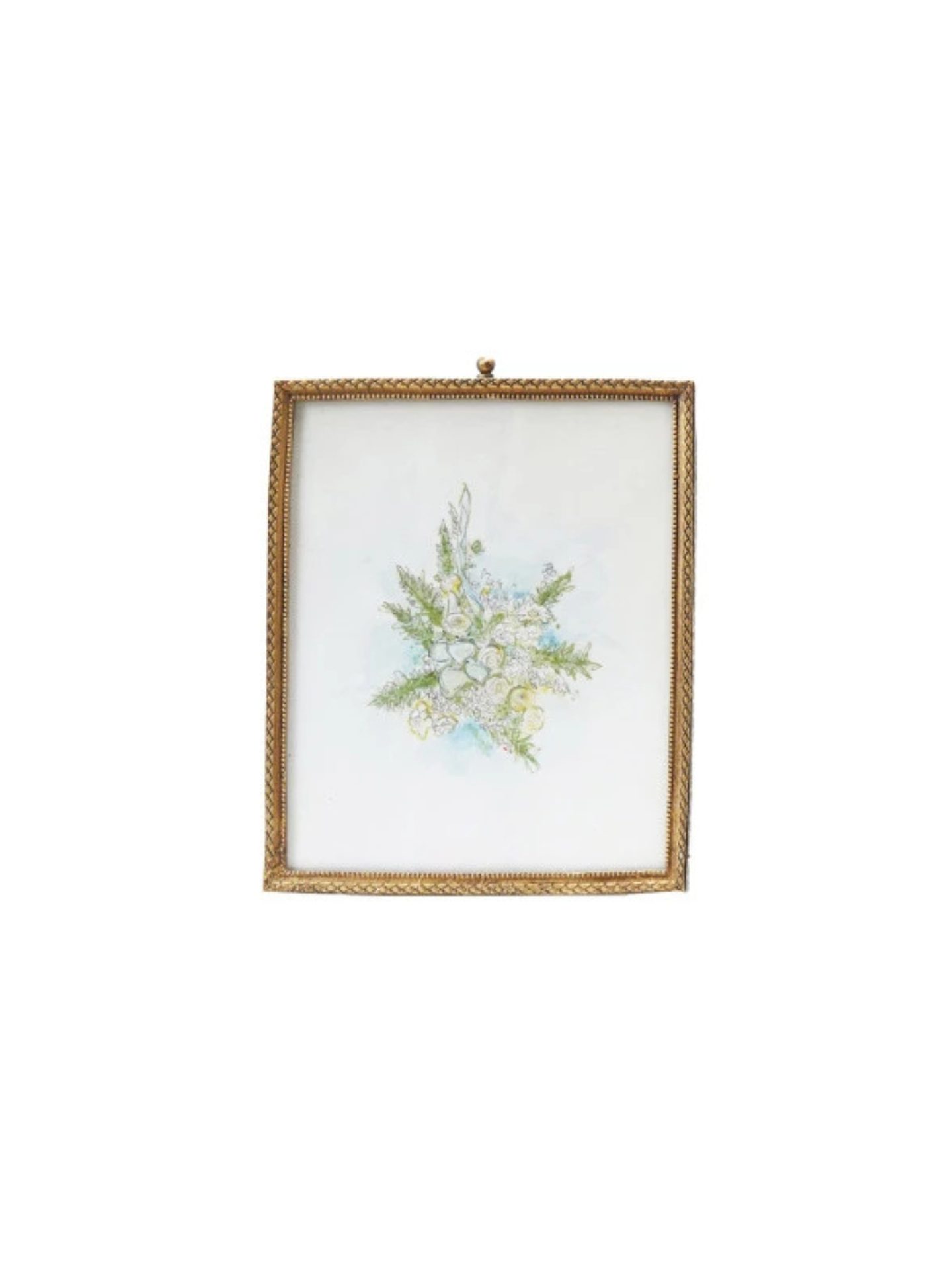 Pewter Framed Art Print Rectangle Flower Bouquet