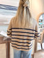 Mock Neck Striped Hem Sweater