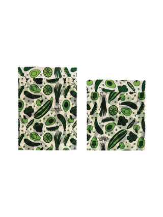 Reusable Fabric Beeswax Food Bags Green Vegetables