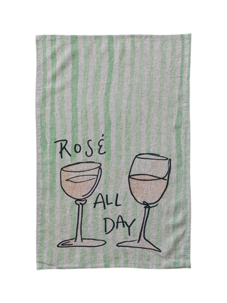 Linen Cocktail Tea Towel Rose All Day
