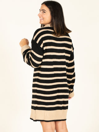 Half Zip Stripe Sweater Dress