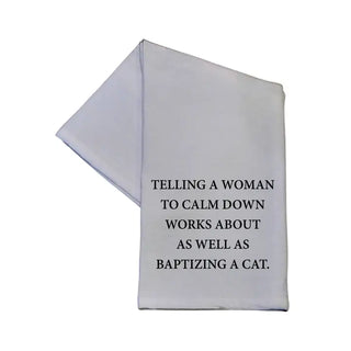 Baptizing Cat Tea Towel