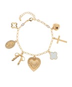 Clover & Multi Charm Metal Bracelet