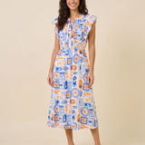 Amalfi Tile Midi Dress