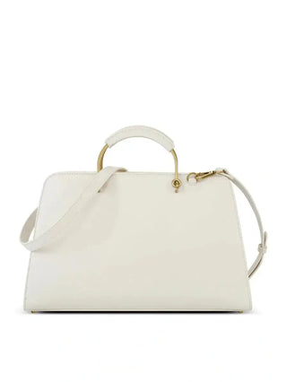 Metal Handle Tote Bag Cream