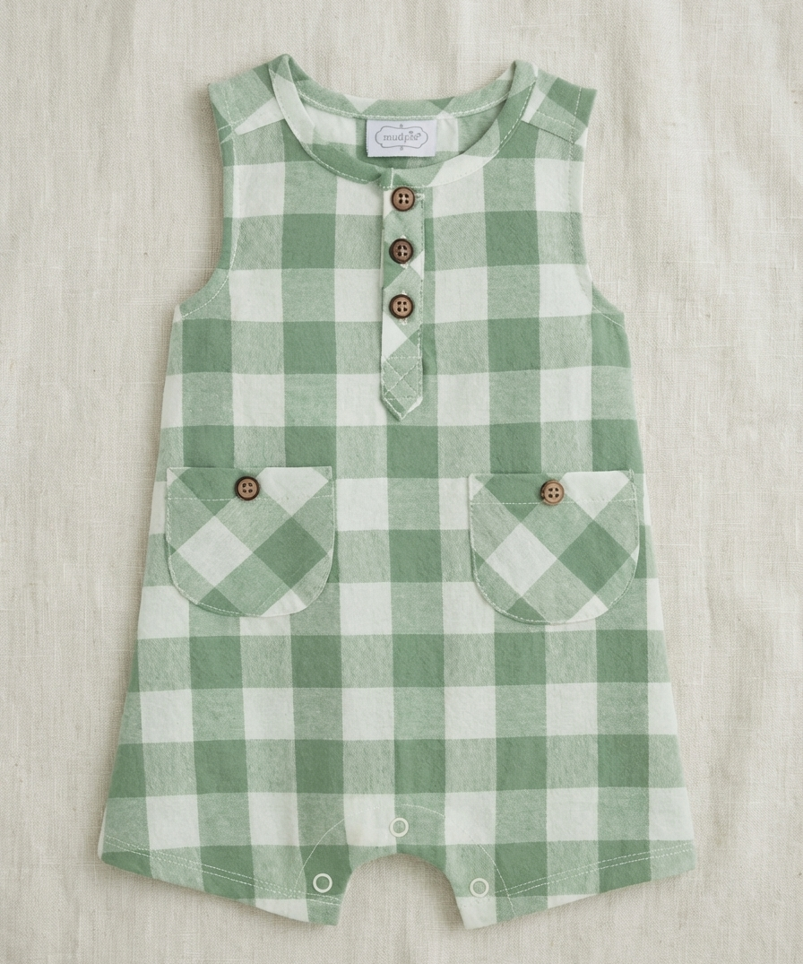 Baby Checkered Romper (detail view 2)