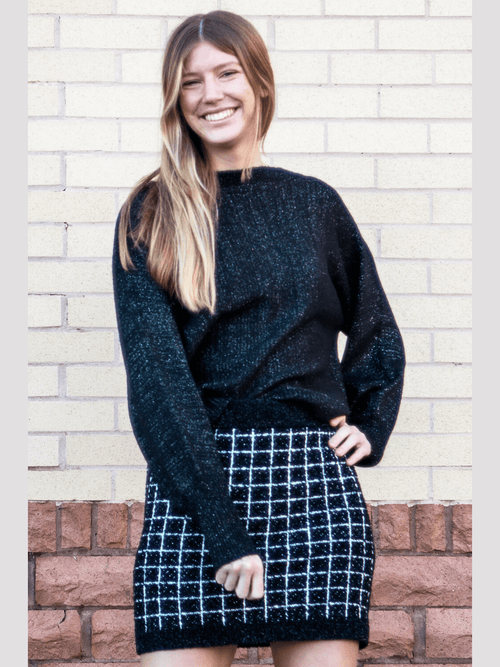Black Grid Mini Skirt