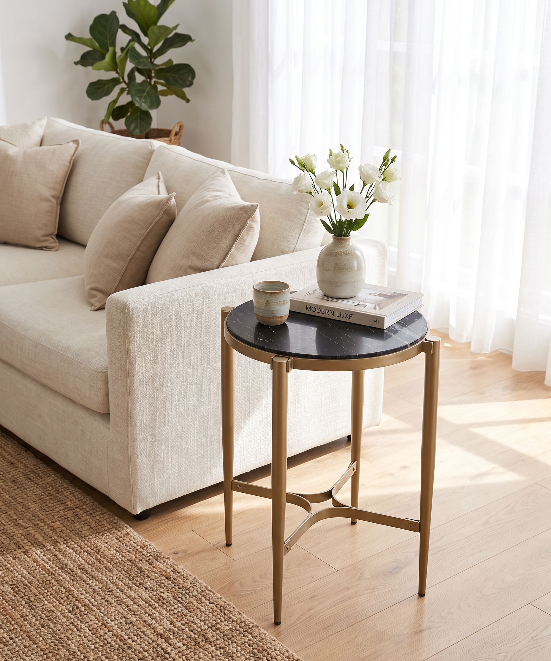 Black Marble End Table