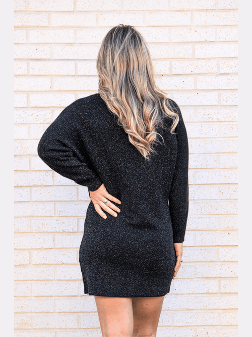 Black Sparkle Sweater Dress