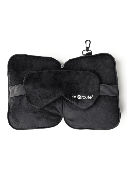 Black Travel Pillow and Eye Mask