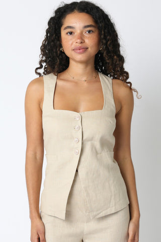 Blair Linen Top - Natural