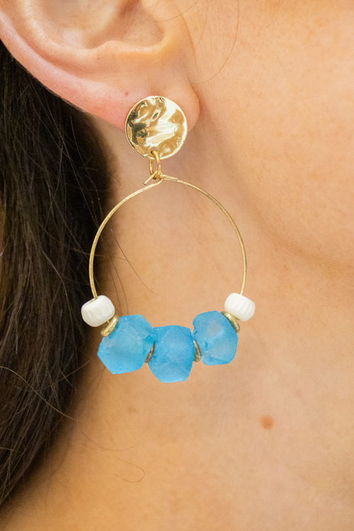 Blue Chasing Waves Earrings- Handmade by MSC