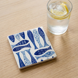 Blue Fish Tile Coaster – Coastal Nautical Fish Ceramic Drink Coaster